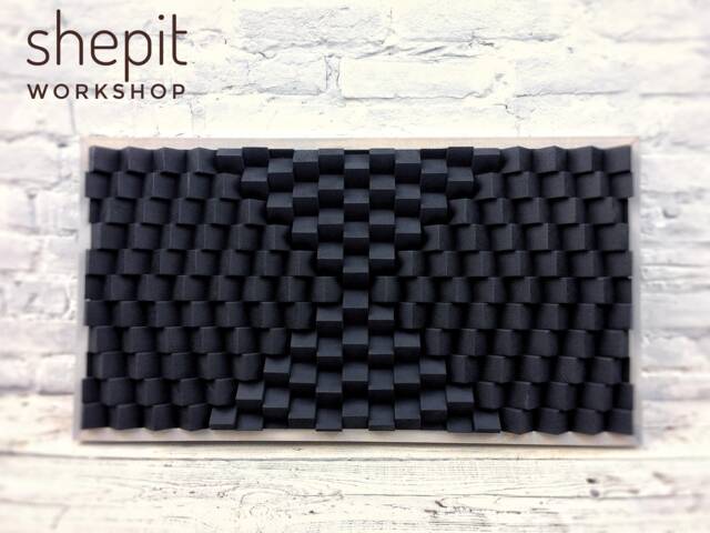 Sound Diffuser - Acoustic Panel Large Wood Wall Art Black Dark Picture Artwork Sculpture Modern Abstract Midcentury 3D - image 1