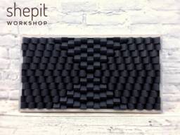 Sound Diffuser - Acoustic Panel Large Wood Wall Art Black Dark Picture Artwork Sculpture Modern Abstract Midcentury 3D - thumbnail 1