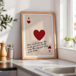 You Can't Change The Cards Were Dealt Print, Heart Ace Card Poster, Home Decor Wall Art - thumbnail 2