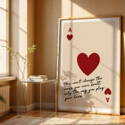 You Can't Change The Cards Were Dealt Print, Heart Ace Card Poster, Home Decor Wall Art - thumbnail 3