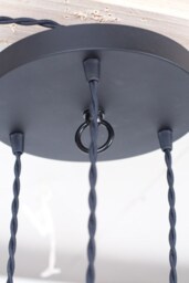Modern Industrial Porcelain Socket Brass Caged 3 Light Chandelier - thumbnail 4