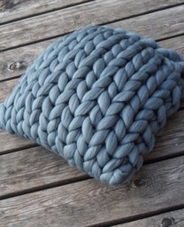 Chunky Yarn Pillow, Knit Knitted Decorative Organic Wool Home Decor - thumbnail 1