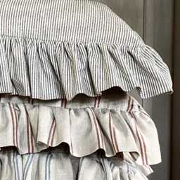 Pure Linen Giant Ruffle Cushion Covers, French Style Striped Linen, Hand Made, As Seen in The Sunday Times, Limited Quantity - thumbnail 2