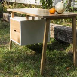 Mid-Century Modern Oak Wood Desk - Scandinavian Writing Table - thumbnail 3