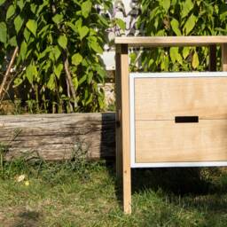 Mid-Century Modern Oak Wood Desk - Scandinavian Writing Table - thumbnail 2
