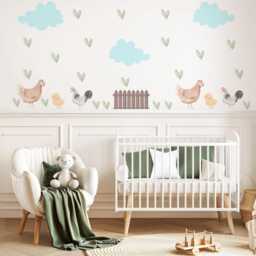 Chicken Wall Decals Farm Animal Nursery Stickers Hen Rooster Chick Peel & Stick Baby Bedroom Playroom Decor - thumbnail 3