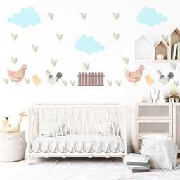 Chicken Wall Decals Farm Animal Nursery Stickers Hen Rooster Chick Peel & Stick Baby Bedroom Playroom Decor - thumbnail 2