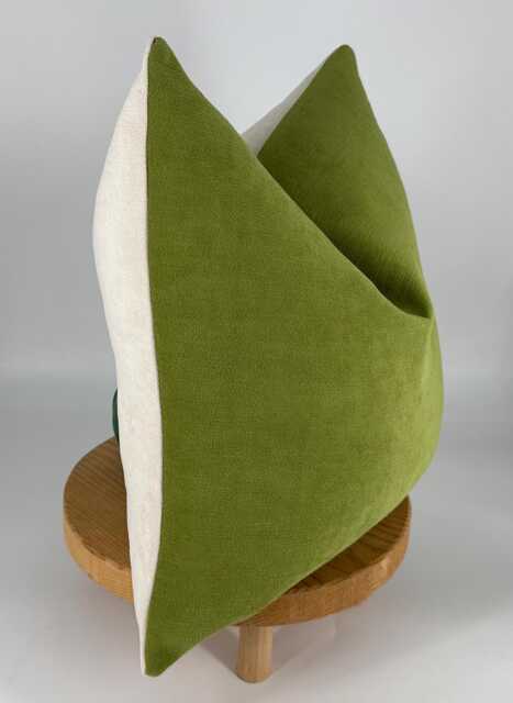 Handmade Beige & Green Velvet Pillow Cover, Modern Minimalist Cushion - image 1