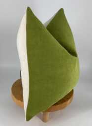 Handmade Beige & Green Velvet Pillow Cover, Modern Minimalist Cushion - thumbnail 1