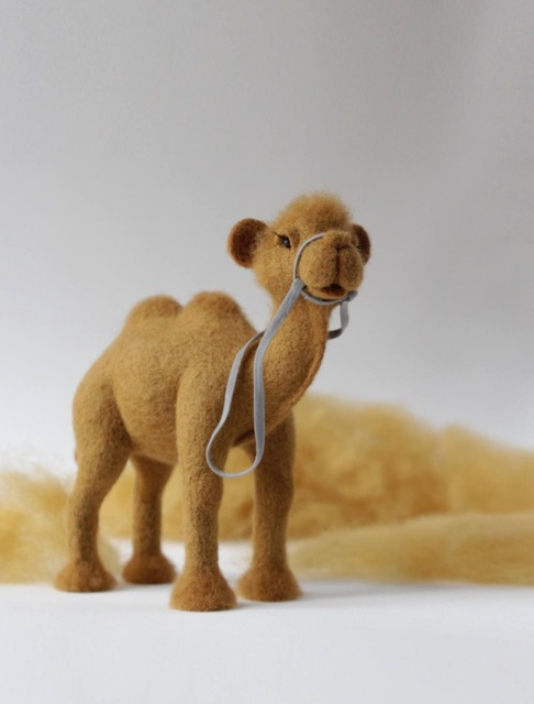 Felted Camel Figurine, Handmade Animal Sculpture, Unique Gift, Desert Decor, Wool - image 1