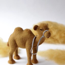 Felted Camel Figurine, Handmade Animal Sculpture, Unique Gift, Desert Decor, Wool - thumbnail 3