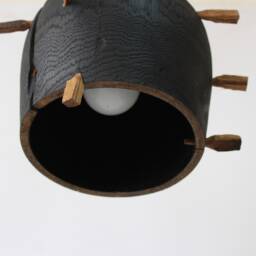 Black Wood Pendant Light, Unique Oak Chandelier, Farmhouse Lighting - thumbnail 3