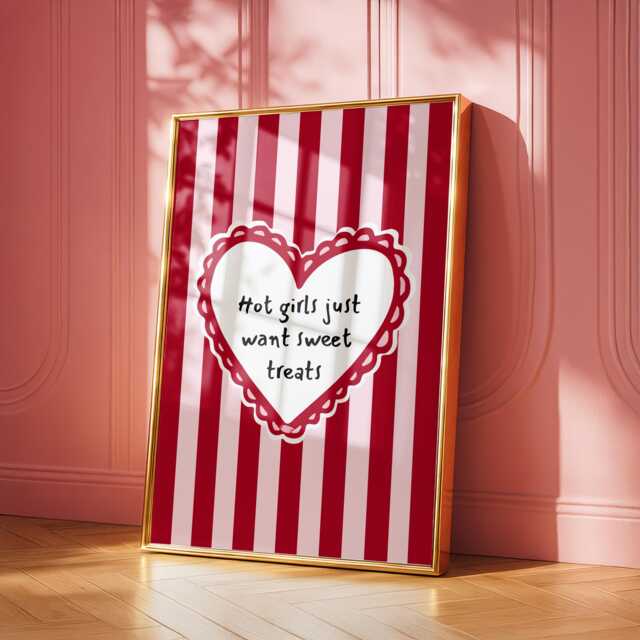 Sweet Treats Wall Print - Fun Red & Pink Home Decor - image 1