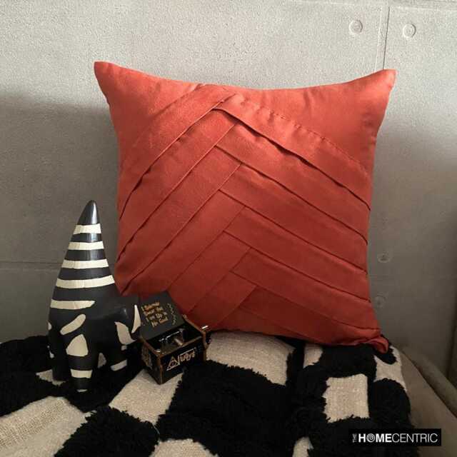 "Autumn Suede Throw Pillow Cover, Rust Orange Color 16""x16" - image 1