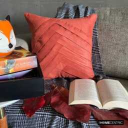 "Autumn Suede Throw Pillow Cover, Rust Orange Color 16""x16" - thumbnail 2