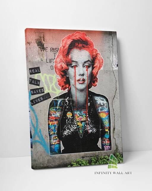 Graffiti Marilyn Monroe Canvas Art Wall Print Picture Abstract Framed Home Decor -D414 - image 1
