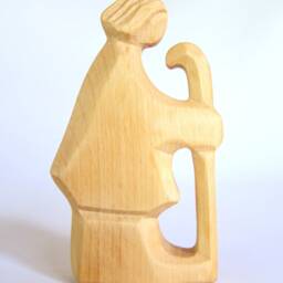The Good Shepherd, Wooden Shepherd With Sheep & Lambs, Woodcarving - thumbnail 3