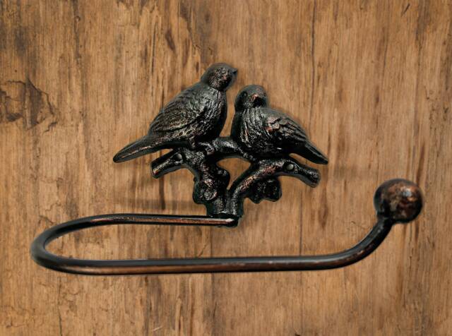 Bird Toilet Paper Holder, Tp Tissue Nature, Wall Hook, Bathroom Hardware, Bath Fixture - Fleur - image 1