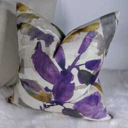 Luxury Watercolour Floral Cushion Cover - Abstract Purple, Teal & Gold Pillow, Decorative Throw Pillow - Only Cover Azzuro Prestigious - thumbnail 4