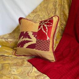 Red & Gold Silk Jacquard Pillow - Beacon Hill, 18 - thumbnail 4