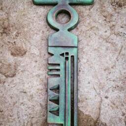 Bronze Patina Key Sculpture, Modern Metal Wall Decor, Lilia Koleva Art - thumbnail 4