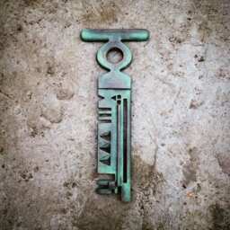 Bronze Patina Key Sculpture, Modern Metal Wall Decor, Lilia Koleva Art - thumbnail 2