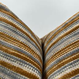 Mustard Gray Striped Pillow Cover, Textured Cotton Wool Blend, 20x20 , Throw - thumbnail 3