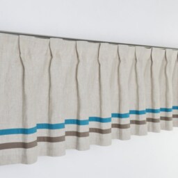Boy Room Natural Linen Window Valance With Blue Brown Cotton Stripes-Custom Valence For Kitchen-Minimalist Modern Custom Window - thumbnail 3