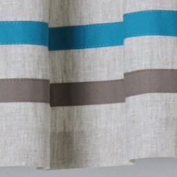 Boy Room Natural Linen Window Valance With Blue Brown Cotton Stripes-Custom Valence For Kitchen-Minimalist Modern Custom Window - thumbnail 2