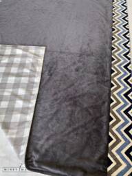 "Peaks Of Grey Minky Blanket - Grey, Smokey Blue, Black, White, Chevron, Buffalo Check 60""x60" - thumbnail 1