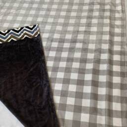 "Peaks Of Grey Minky Blanket - Grey, Smokey Blue, Black, White, Chevron, Buffalo Check 60""x60" - thumbnail 2