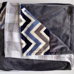 "Peaks Of Grey Minky Blanket - Grey, Smokey Blue, Black, White, Chevron, Buffalo Check 60""x60" - thumbnail 3