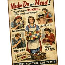 Ww2 Make Do & Mend Home Front Reproduction Metal Poster Sign, Retro Style Home Front Ww2 Sign Wall Art - thumbnail 4
