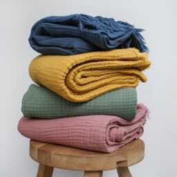 Soft Cotton Muslin Throw Blanket - Four Layers 2nd Anniversary Gift Sofa Bath Towel -Personalised Christmas - thumbnail 1