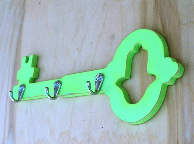 Hamsa Decor Key Rack Wall Hanger, Jewish Housewarming Gifts, Fatimas Hand Hook, Rustic Entryway Home Decor - image 1