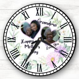 Grandma Purple Hearts Photo Frame Mother's Day Gift Personalised Clock - thumbnail 1