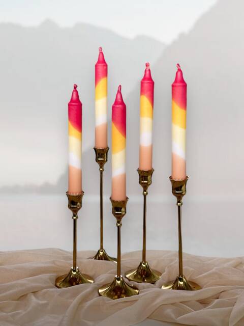 Hand Dipped Taper Candles Colorful Autumn Decor - image 1
