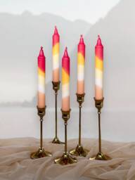 Hand Dipped Taper Candles Colorful Autumn Decor - thumbnail 1