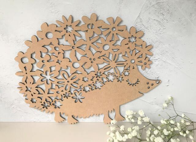 Hedgehog Wall Art Wooden Floral Plaque, Nursery Decor - image 1