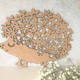 Hedgehog Wall Art Wooden Floral Plaque, Nursery Decor - thumbnail 2