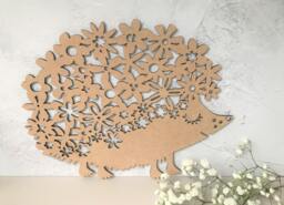 Hedgehog Wall Art Wooden Floral Plaque, Nursery Decor - thumbnail 1
