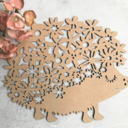 Hedgehog Wall Art Wooden Floral Plaque, Nursery Decor - thumbnail 3