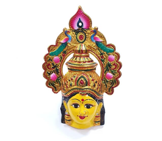 Goddess Lakshmi - For Varalakshmi Pooja , Diwali Or Wall Hanging Face With Nose Ring Solid Alloy Built To Last - image 1