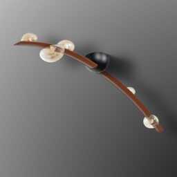 Brown Leather Flush Mount Ceiling Light - Honey Glass, Led - thumbnail 2