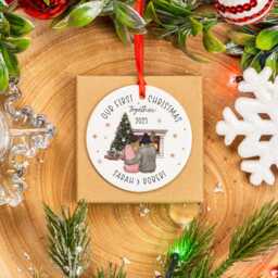 Personalised First Christmas Together Ornament, Ceramic Anniversary Keepsake Bauble For Boyfriend & Girlfriend - thumbnail 2