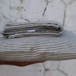 Striped Linen Pillow Cover - Handmade Stonewashed Pillowcase Organic Covers Natural Bedding - thumbnail 3