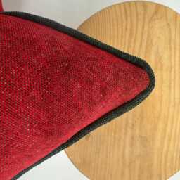 Red Luxury Linen Pillow Cover With Green Pipping, Fall Decor, Throw - thumbnail 2