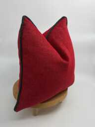 Red Luxury Linen Pillow Cover With Green Pipping, Fall Decor, Throw - thumbnail 1