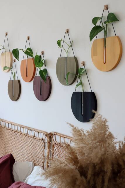 Wooden Wall Planter Indoor, Vases For Flowers, Wood Hanging, Plant Holder, Decor, Christmas Gift - image 1