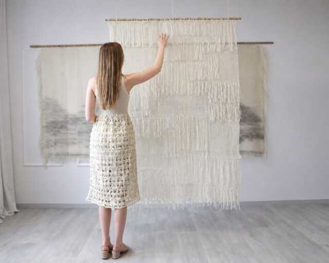 Tapestry Hanging - Bohemian Living Room Large Wall Weaving Decor Textured Boho Decoration Textile Art - image 1